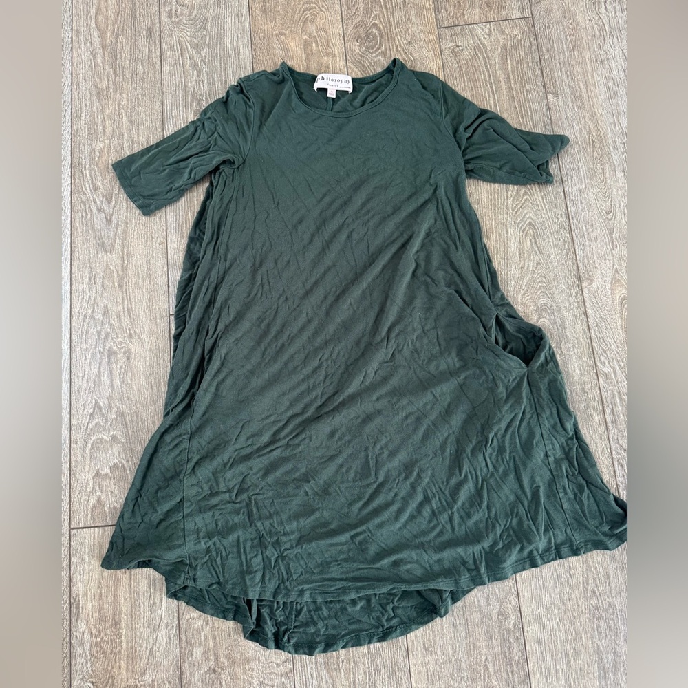 Philosophy Forest Green High Low Swing Dress size Small